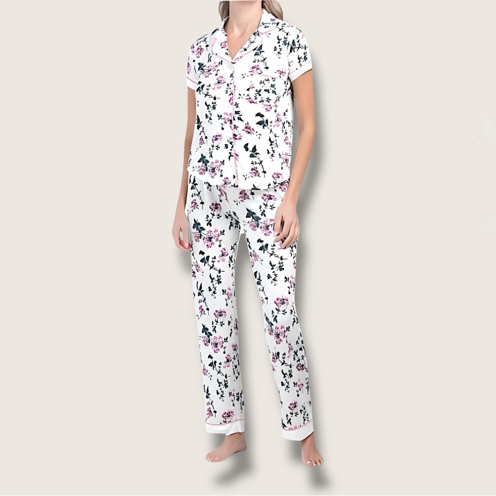 SS Floral Notch Pajamas Set Medium 2pk New